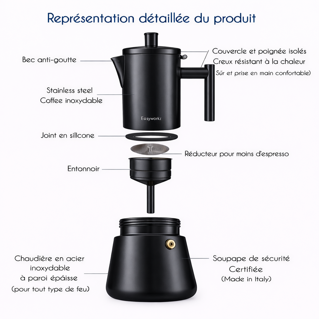 Moka à induction Noire